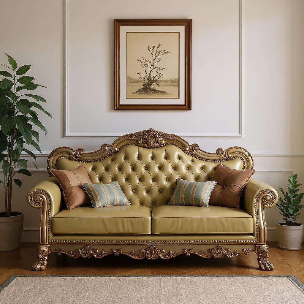 the-kensington-bone-faux-leather-sofa-with-toss-pillows-8635698 The Kensington – Bone Faux Leather Sofa with Toss Pillows - Image 1