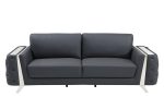 The Langford – Gray Italian Leather Sofa with Silver Legs - Image 4