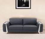 The Langford – Gray Italian Leather Sofa with Silver Legs