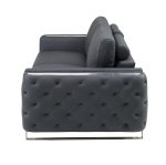 The Langford – Gray Italian Leather Sofa with Silver Legs - Image 5