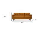 The Longhorn – Orange Leather Sofa with Black Legs - Image 2