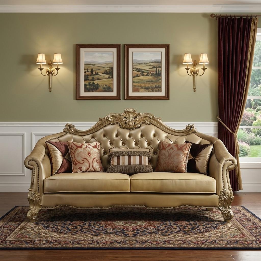 the-versailles-bone-faux-leather-sofa-with-gold-legs-9048294 The Versailles – Bone Faux Leather Sofa with Gold Legs - Image 1