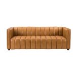 Ulysses Genuine Leather Sofa – Camel Channel-Tufted Luxury Sofa - Image 2