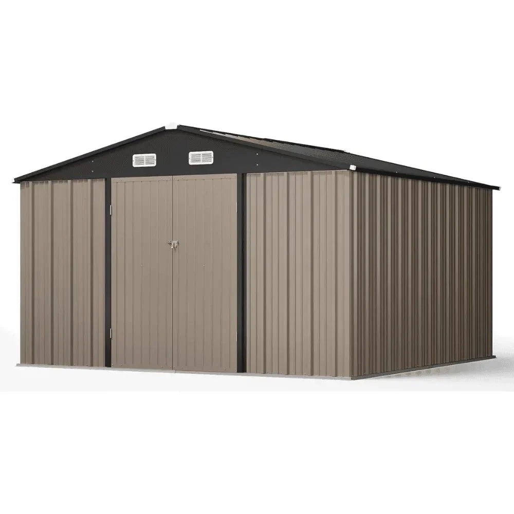 veikous-10-ft-x-10-ft-outdoor-metal-storage-shed-with-lockable-door-and-vents-gray-7777179 VEIKOUS 10 ft. x 10 ft. Outdoor Metal Storage Shed with Lockable Door and Vents, Gray - Prioka