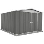 Veikous 10 ft. x 12 ft. Outdoor Metal Storage Shed with Lockable Door and Vents, Gray - Prioka
