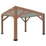 Yardistry Structures 13 x 11 ft Cedar Louvered Roof Pergola - Image 9