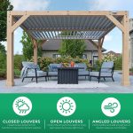 YardistryStructures 10 x 12 Ft Cedar Wood Louvered Pergola, Natural Cedar - Image 7